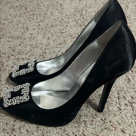 Martinez Valero Black Heels with Sparkling Buckle - Picture 2 of 5